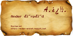 Ander Árpád névjegykártya